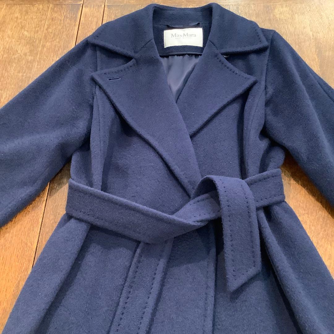 Max Mara マニュエラ　ネイビーキャメル100％コート　サイズ38