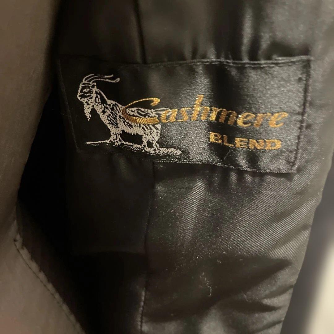 ブルーフォックスファー付きブラックカシミア混ウールロングコート　新品未使用品