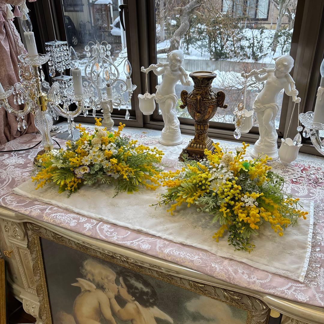 p♡ ミモザのフラワーアレンジメント2点