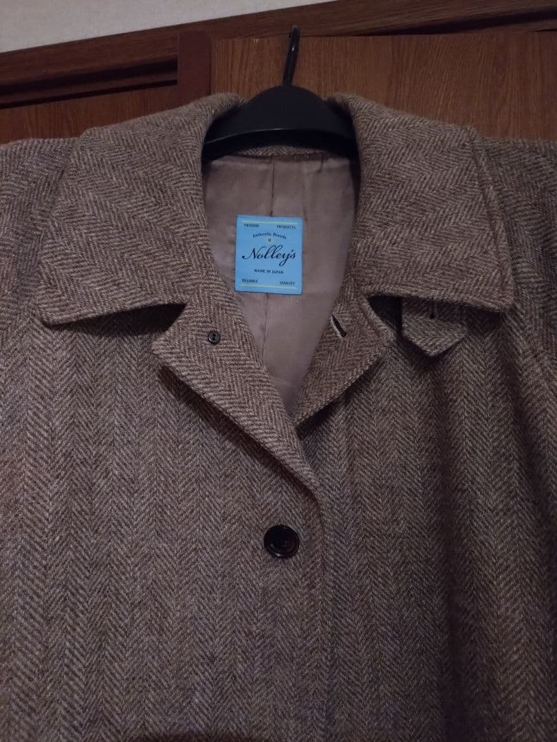 NOLLEYS ヘリンボーン チェスターコート＆ブルーマフラー付き - メルカリ