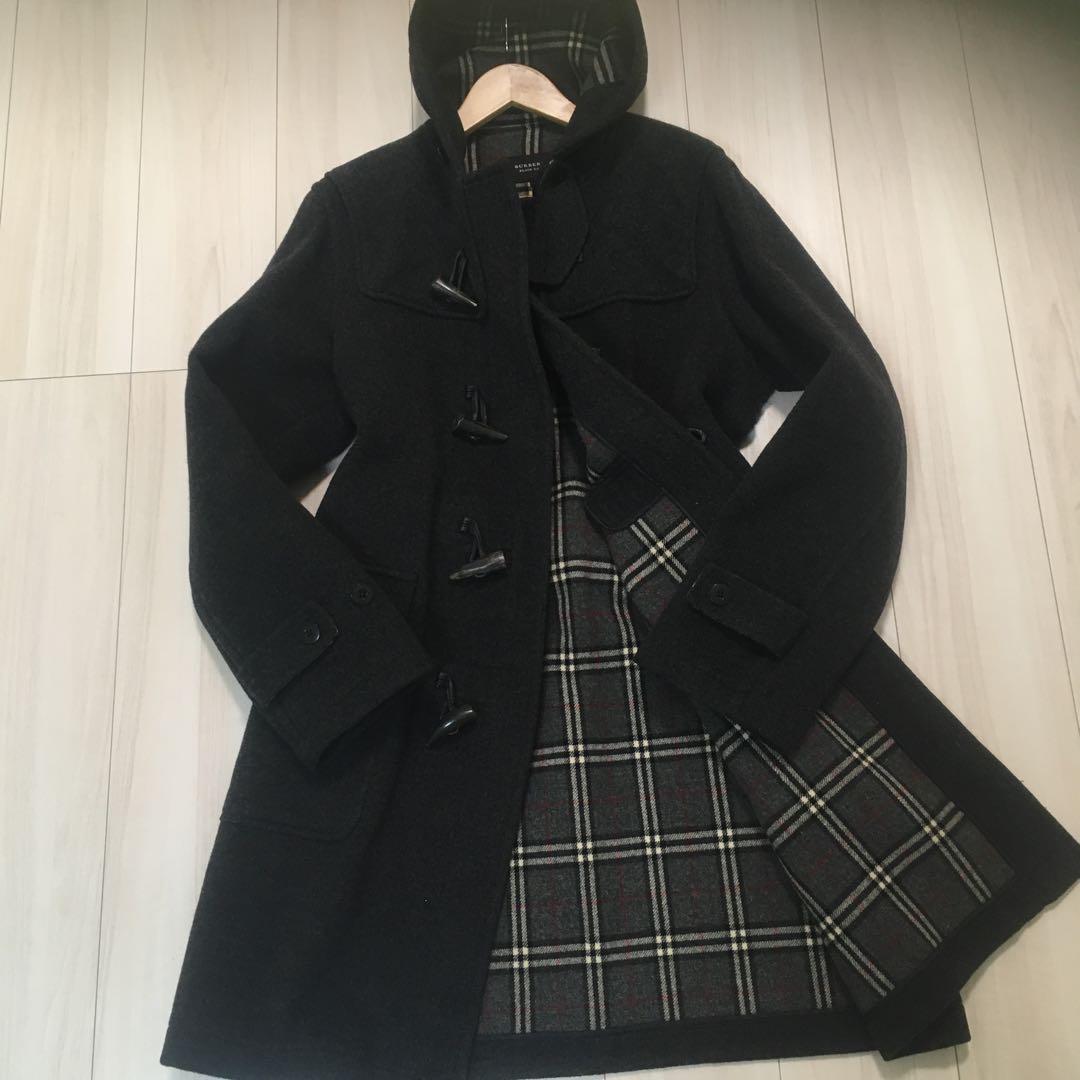 羊毛仕立て高級　BURBERRY BLACK LABEL 黒 ダッフルコート L