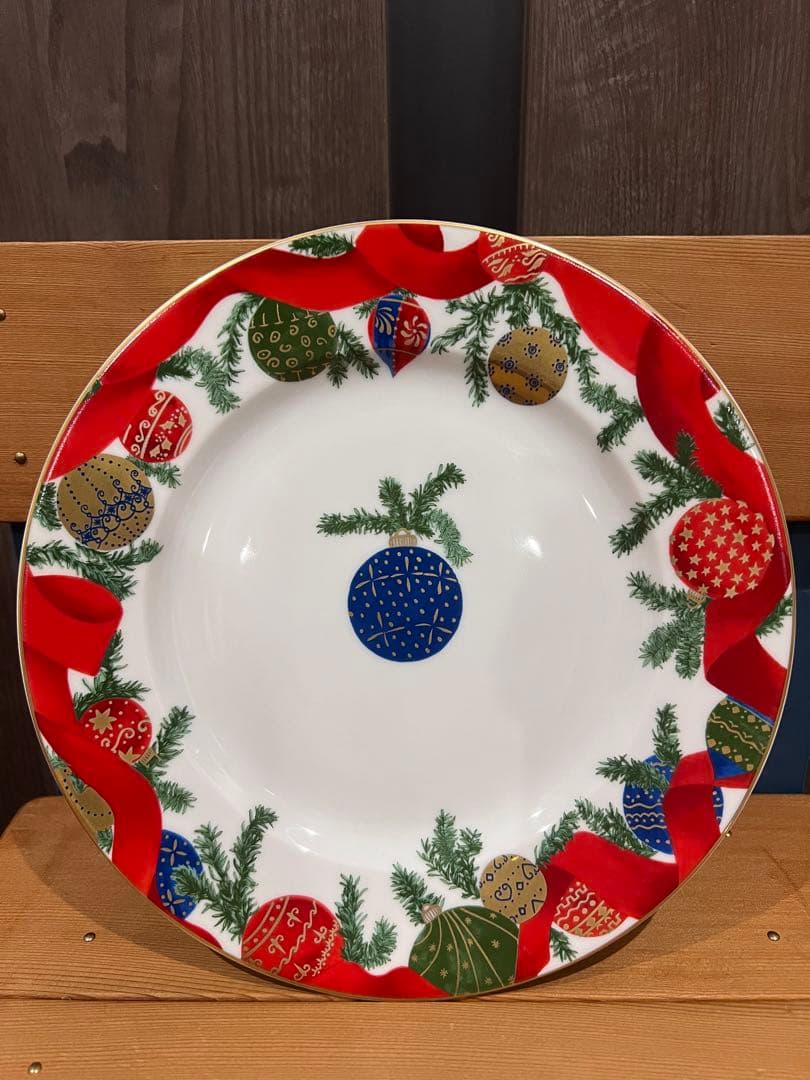 リモージュ ROCHARD クリスマス プレート 2枚 金彩 手描き 飾り皿