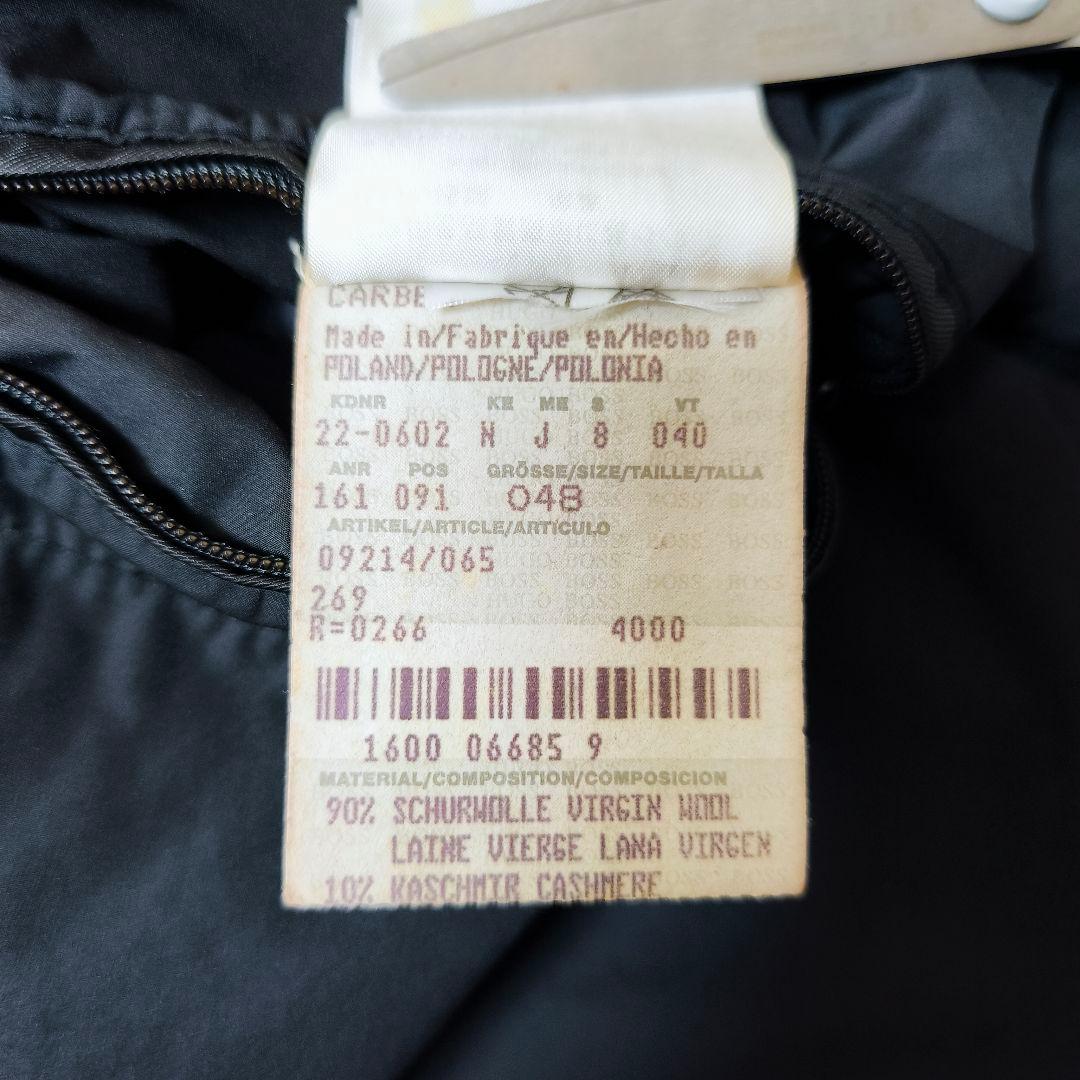 美品】HUGO BOSS カシミヤ混 襟レザーダブルブレスト ロングコート48