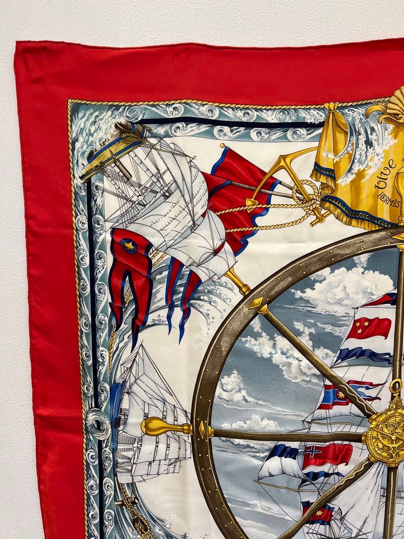 エルメススカーフ カレ90 朱赤ヨット帆柄