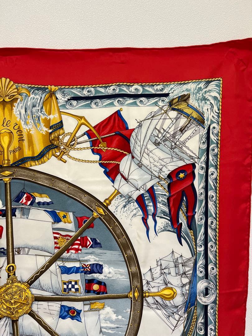 エルメススカーフ カレ90 朱赤ヨット帆柄