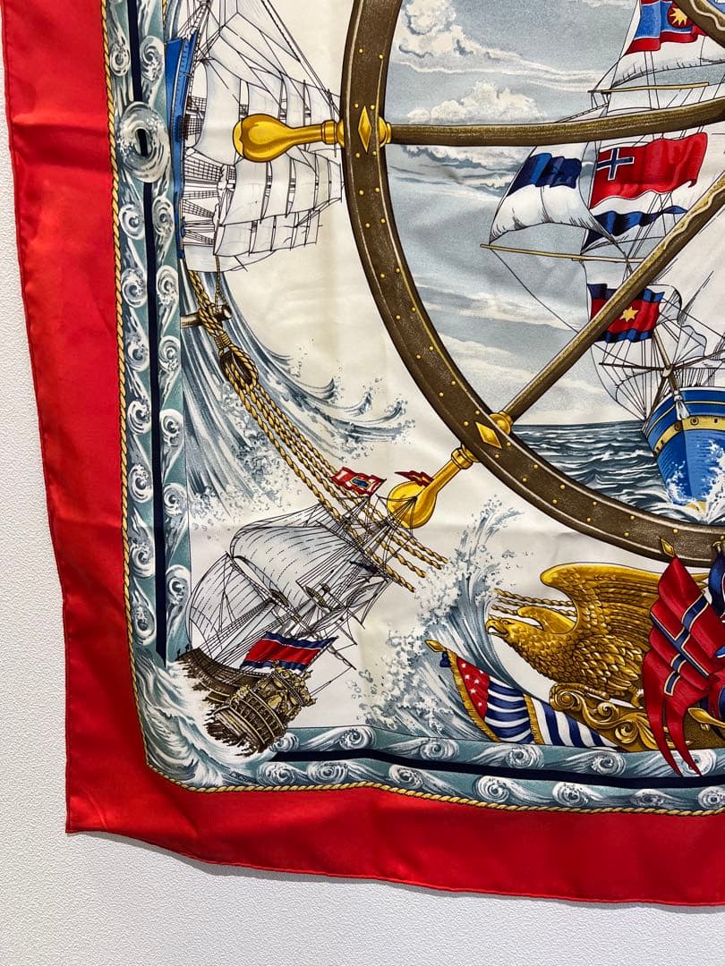 エルメススカーフ カレ90 朱赤ヨット帆柄