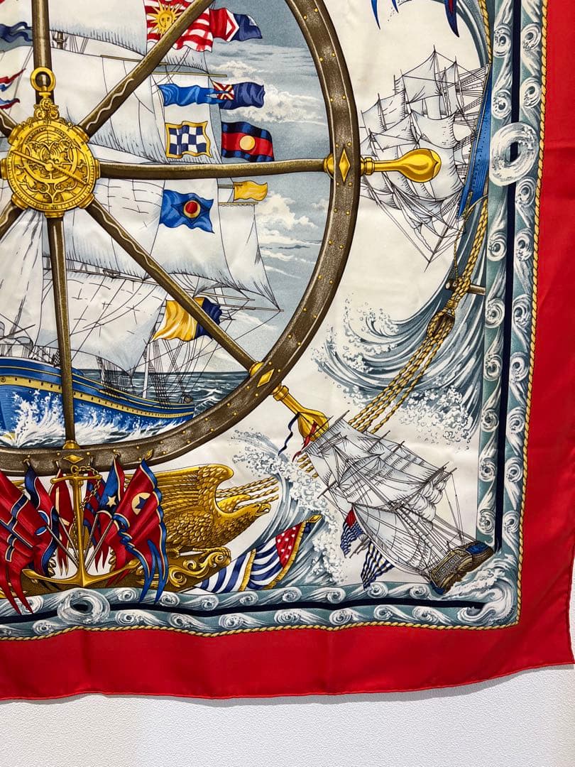 エルメススカーフ カレ90 朱赤ヨット帆柄