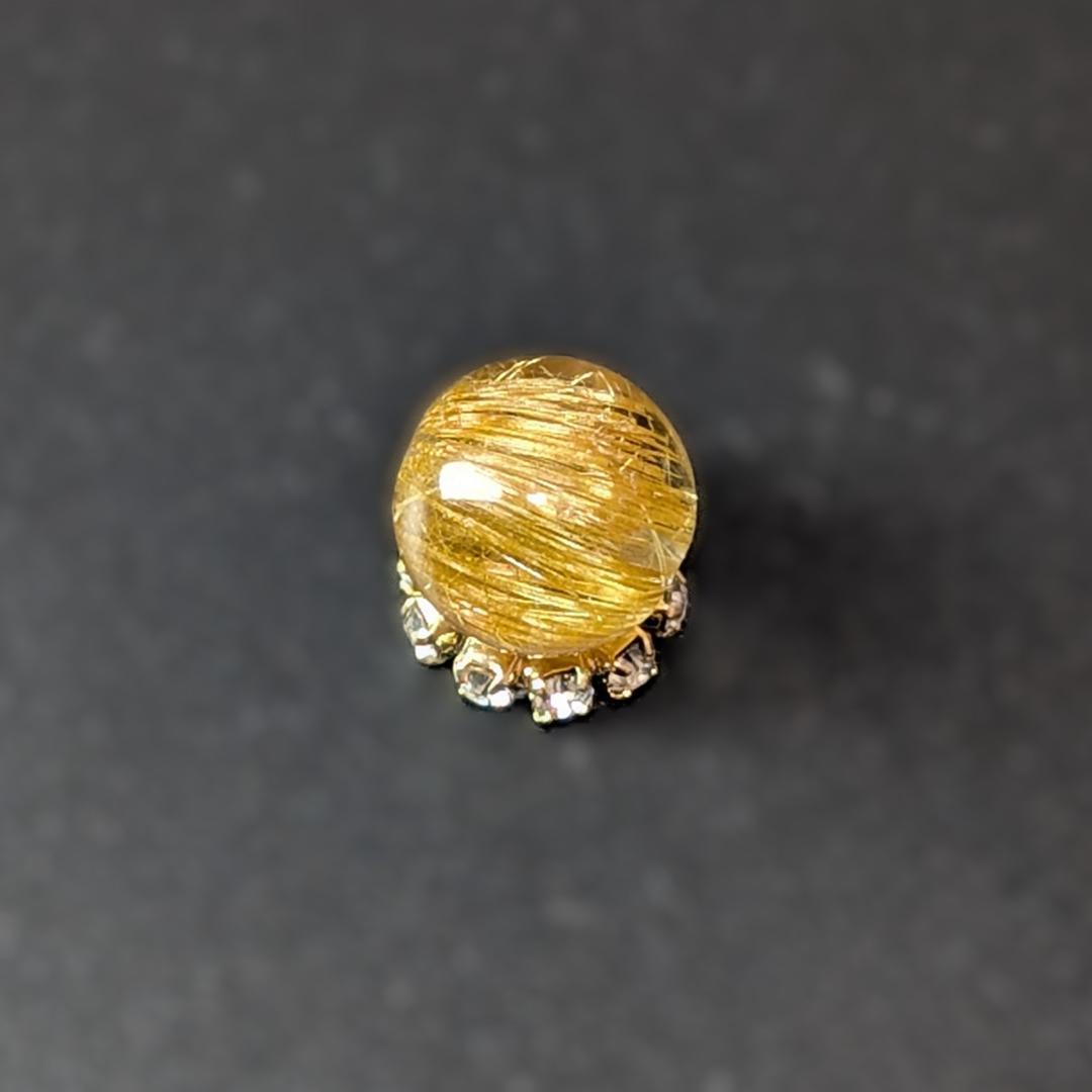 ゴールド キャッツアイルチル 8ミリ 1粒売り 金針水晶 パワーストーン お守り