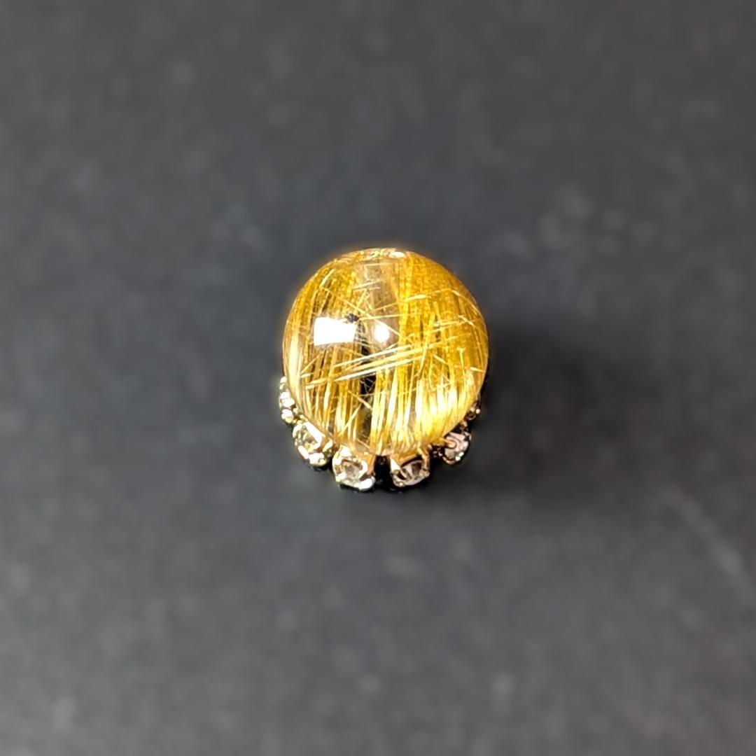 ゴールド キャッツアイルチル 8ミリ 1粒売り 金針水晶 パワーストーン お守り