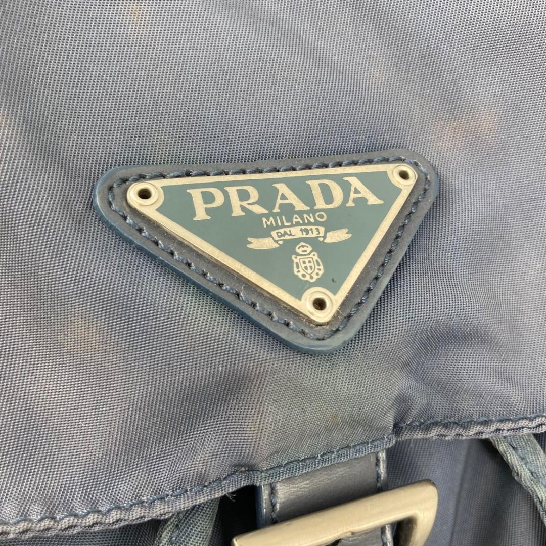 良品✨プラダ リュック バックパック 三角ロゴ 希少色 ブルー 保存袋つき