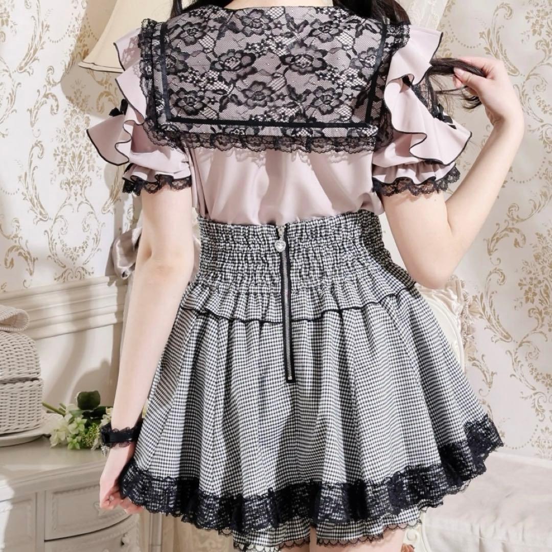 地雷 ノエミー ブラウス リボン ラッフルフリル ハート スカパン