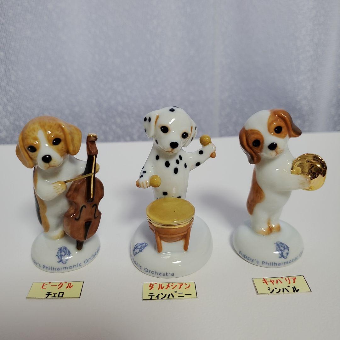 セトクラフト 陶器 子犬オーケストラ 12体セット 敷板・犬種と楽器名の
