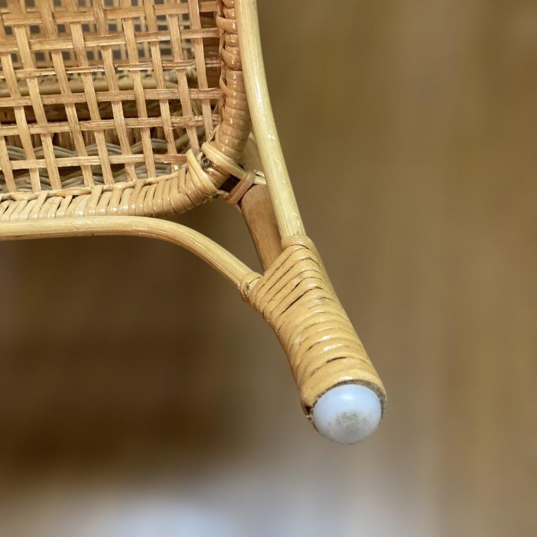 当時物 昭和レトロ 籐 ラタン 脱衣かご 洗濯かご 2段