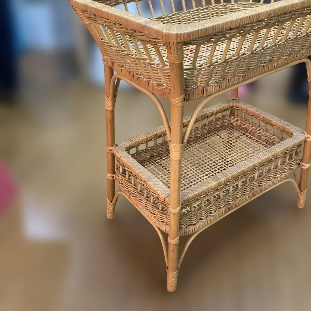 当時物 昭和レトロ 籐 ラタン 脱衣かご 洗濯かご 2段