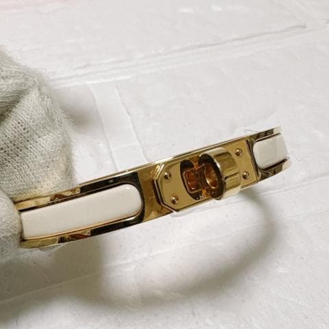 HERMES ブレスレット ミニ・クリック・ケリー ピンクゴールド×アイボリー