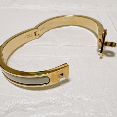 HERMES ブレスレット ミニ・クリック・ケリー ピンクゴールド×アイボリー