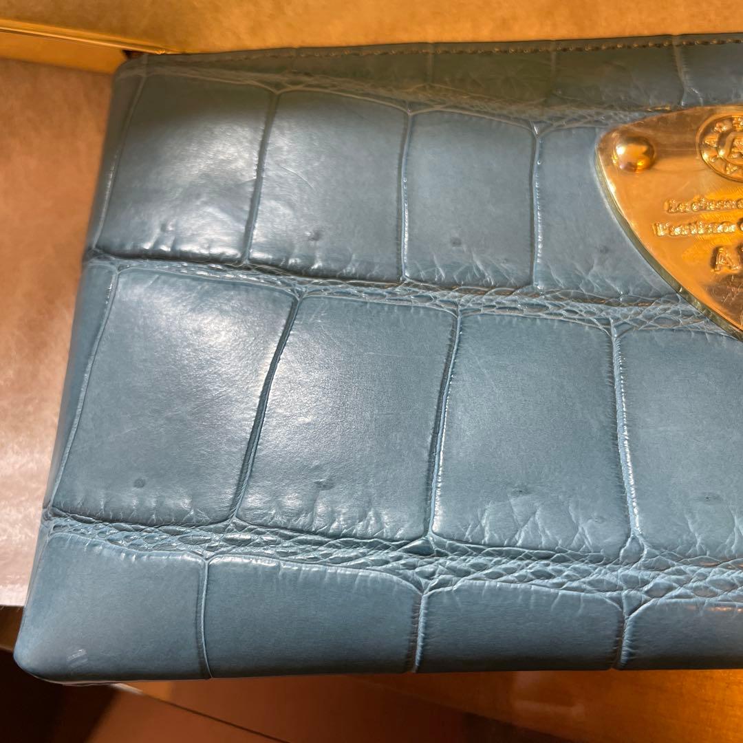 新品　アタオ　クロコダイル　クロコ　長財布　L字　リモ　デニム