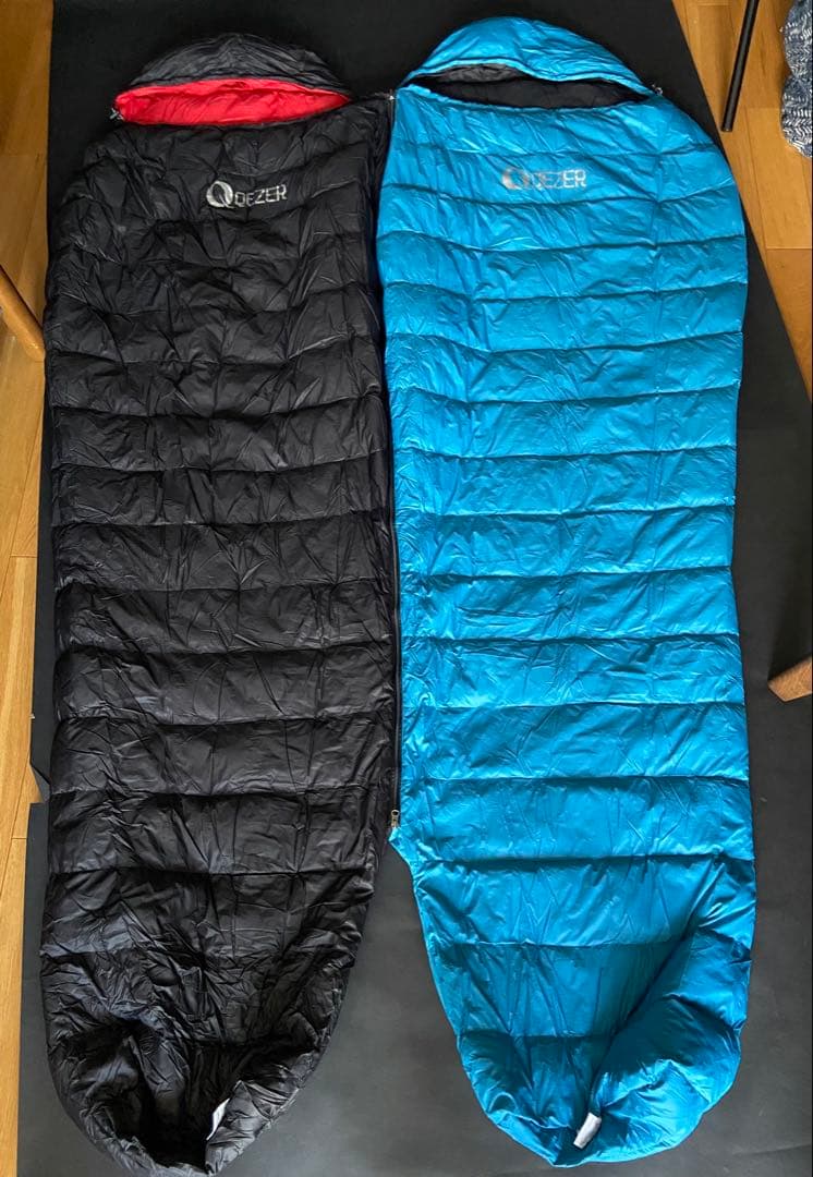 ［中古］QEZER ダウンシュラフ 600FP春夏秋 2個セットブラック ブルー