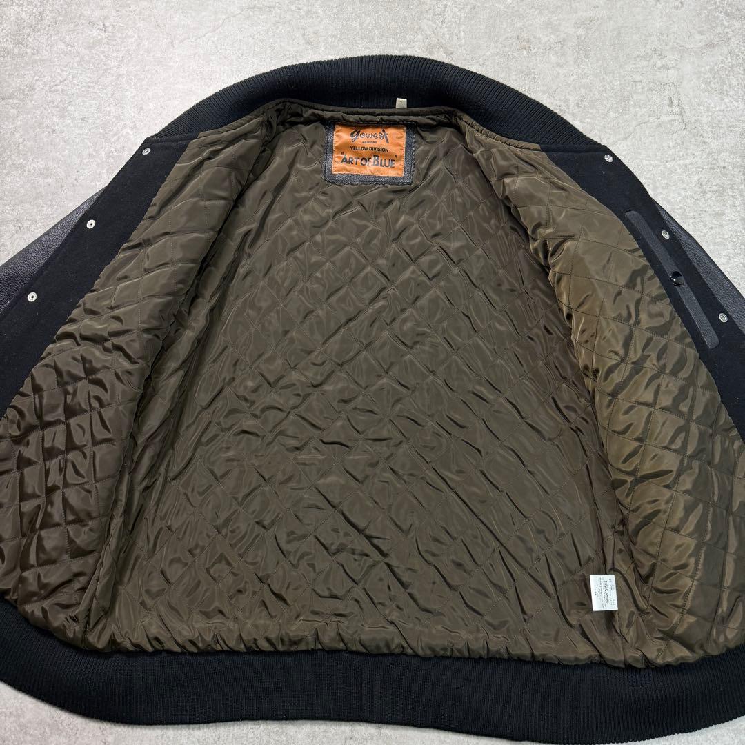 美品■GOWEST ゴーウエスト【L】スタジャン レザー ウール 本革 ブラック