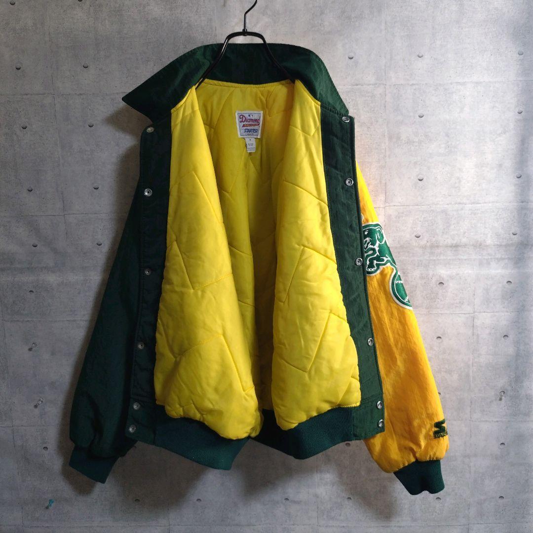 スターター★MLB USA製 総刺繍 アスレチックス スタジャン 緑×黄 M