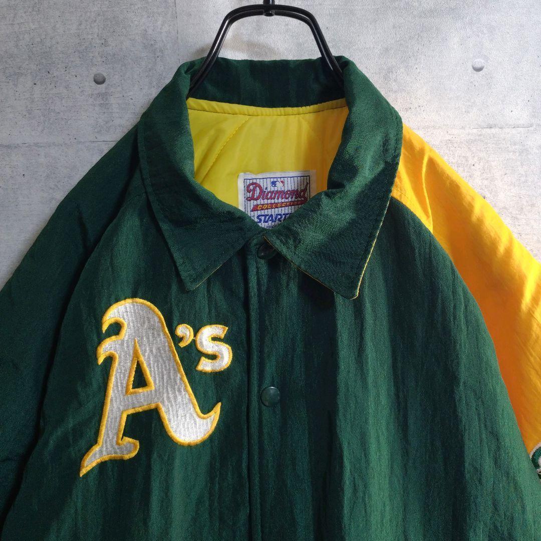 スターター★MLB USA製 総刺繍 アスレチックス スタジャン 緑×黄 M