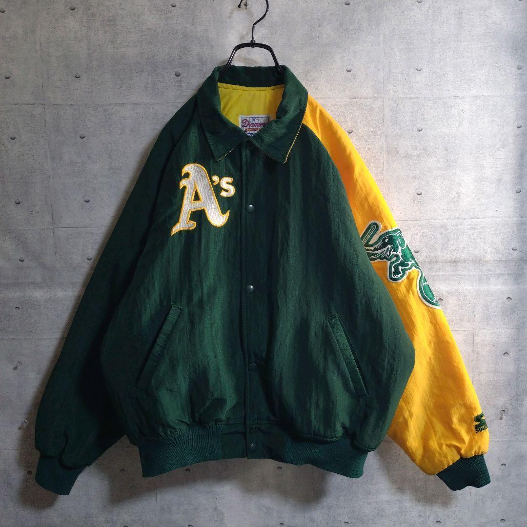 スターター★MLB USA製 総刺繍 アスレチックス スタジャン 緑×黄 M