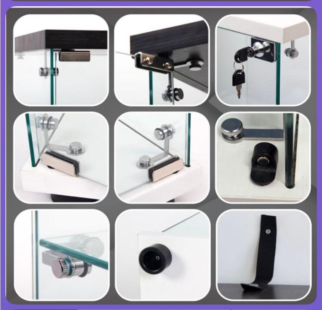 【新品】コレクションケース ガラス フィギュアケース 3段 ワイド 棚 ブラック