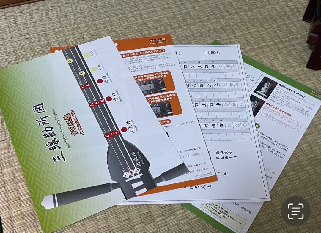 【みっこ】三味線本体 蛇皮 網目模様 セミハードケース、スタンド、付属品