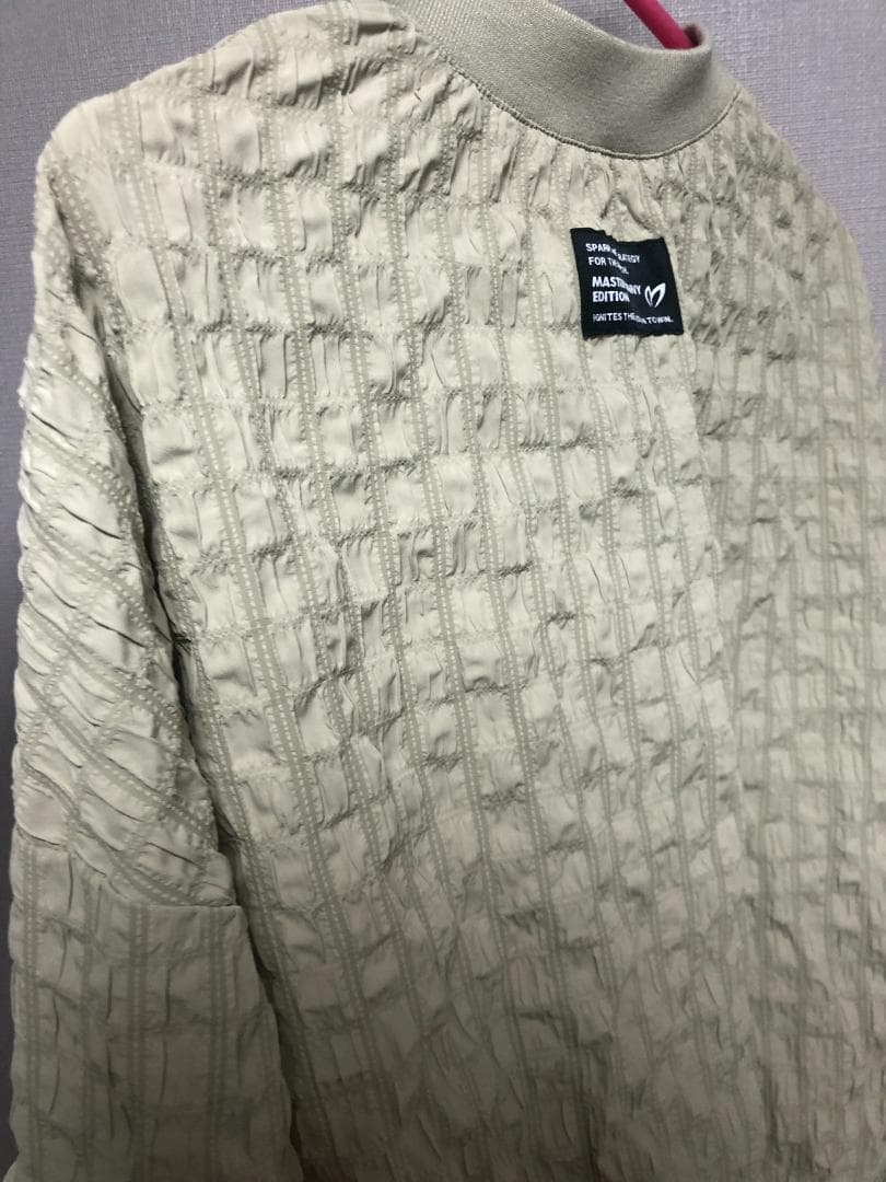 未使用 タグ付き 格子柄 リブ襟 ダブルジップブルゾン ジャケット０S ベージュ