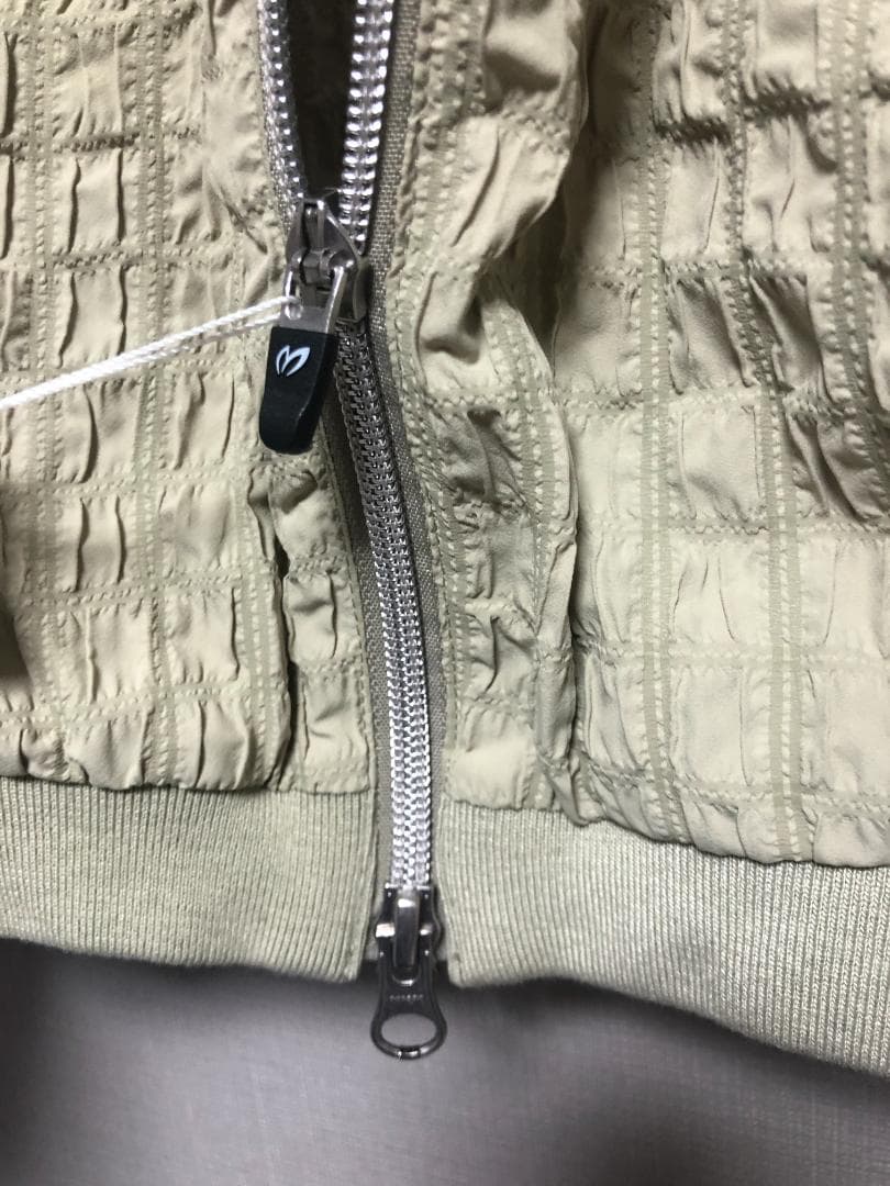 未使用 タグ付き 格子柄 リブ襟 ダブルジップブルゾン ジャケット０S ベージュ