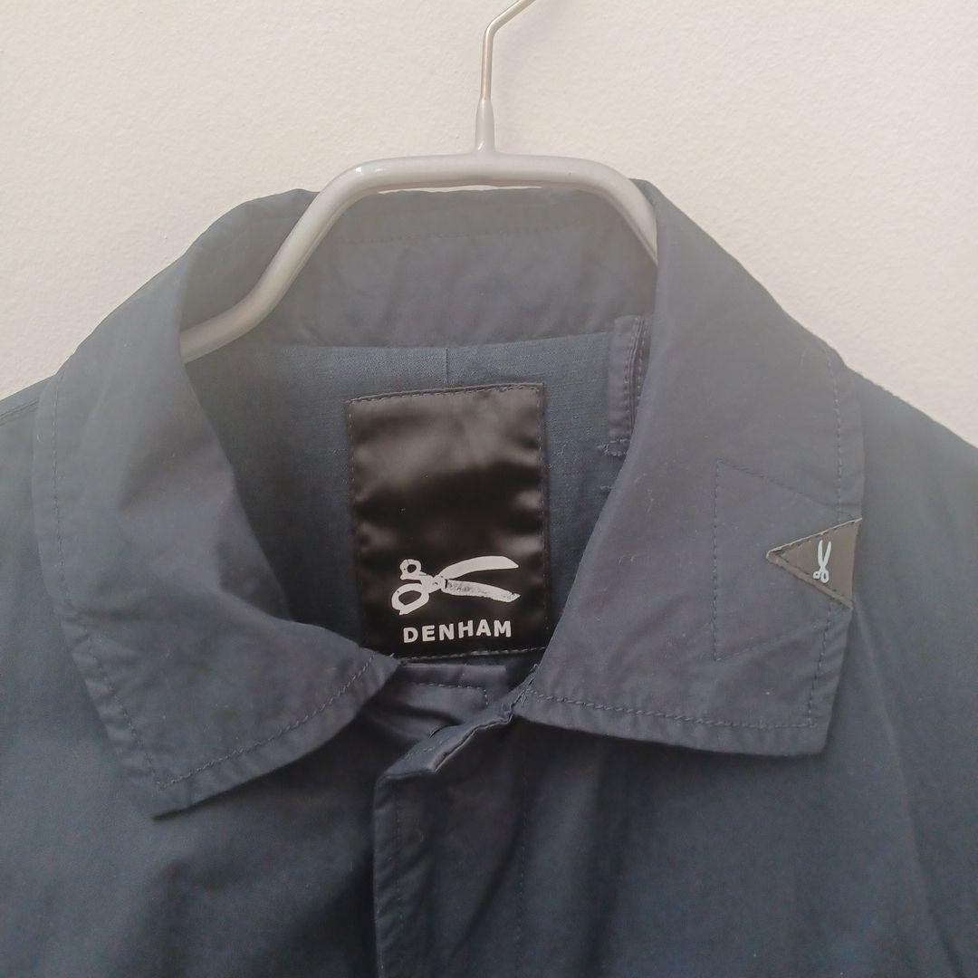 デンハムDENHAMネイビー ステンカラーコート ロゴ入り - メルカリ