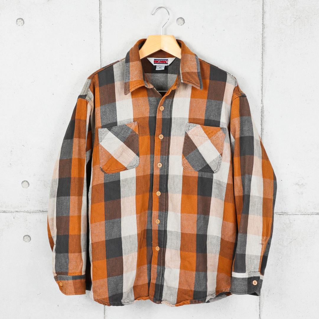 BIG MAC 1980年代 USA製 フランネルワークシャツ ブラウン XL