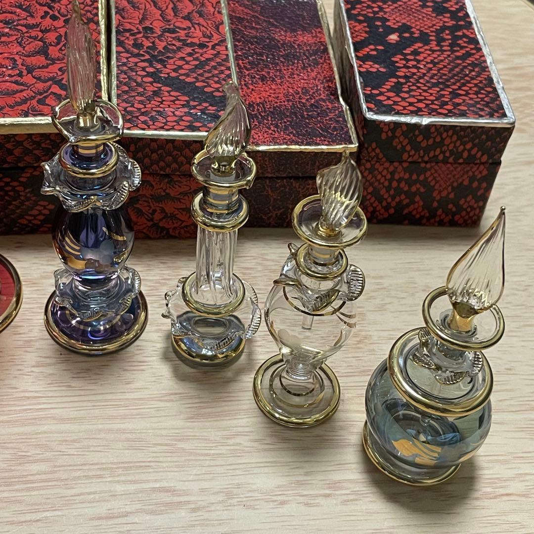 エジプト 香水瓶 ガラスボトル ガラス工芸 アートグラス 合計9本セット