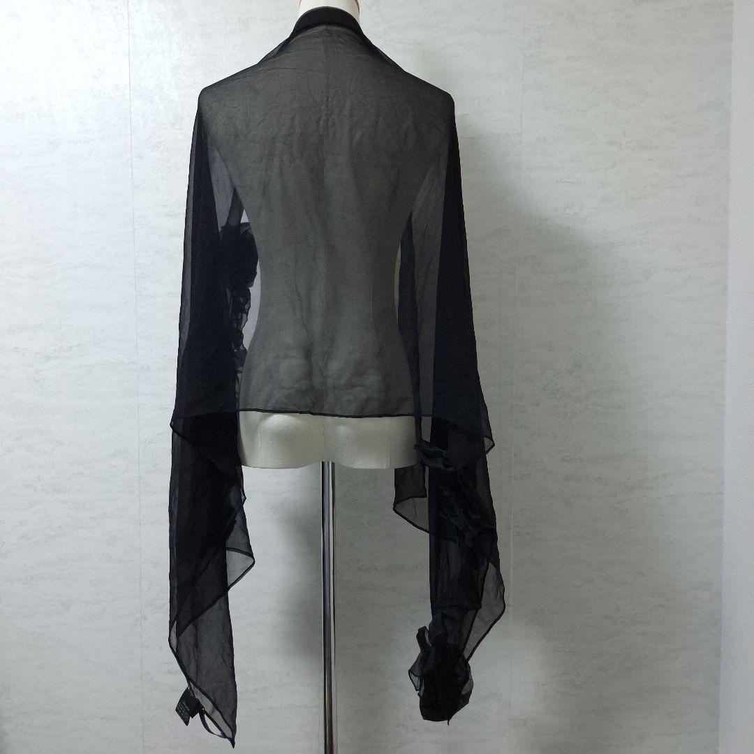 マックスマーラ 立体 花柄 デザイン ショール シアー ストール 黒