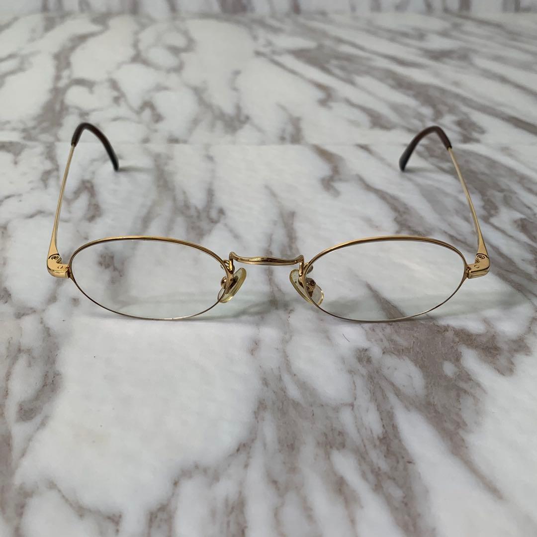 白山眼鏡店 伊達眼鏡 ゴールドフレーム オーバル ヴィンテージ 軽量