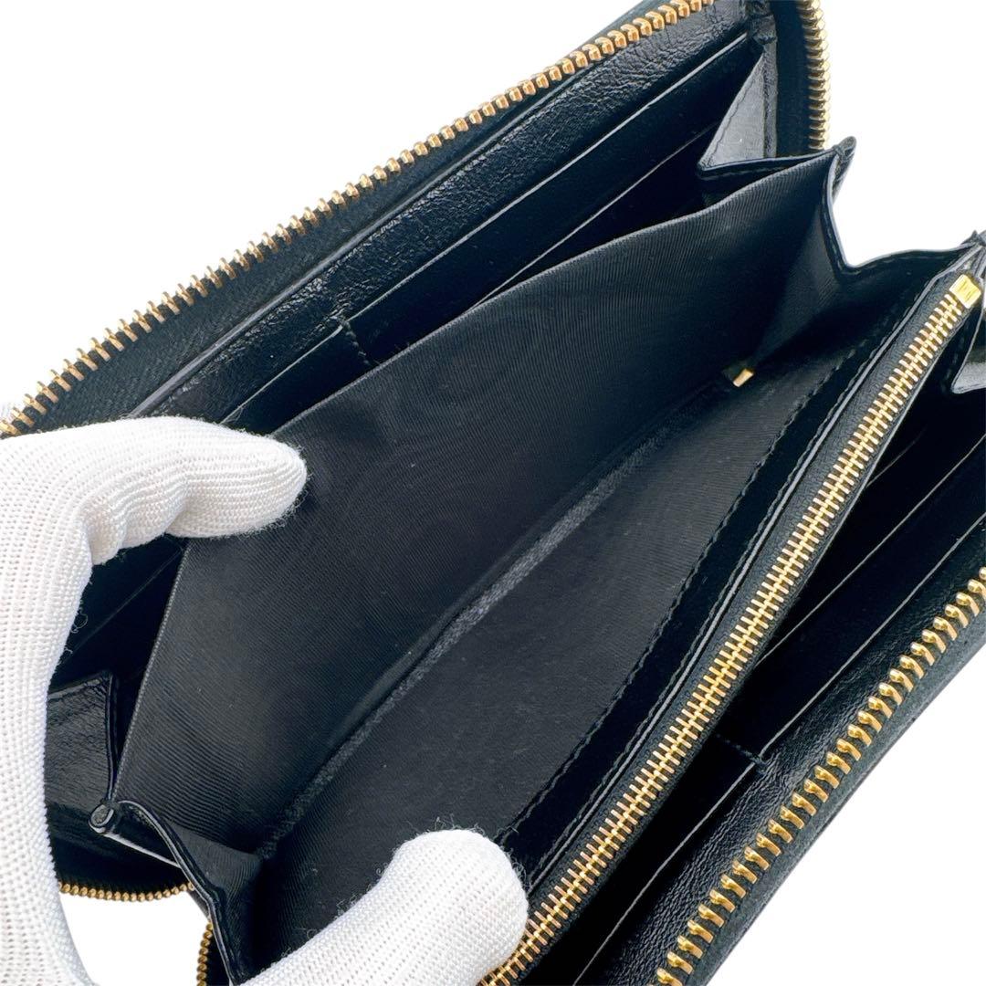 グッチ レザー ラジャ タイガーヘッド ウェブ ラウンドファスナー 長財布