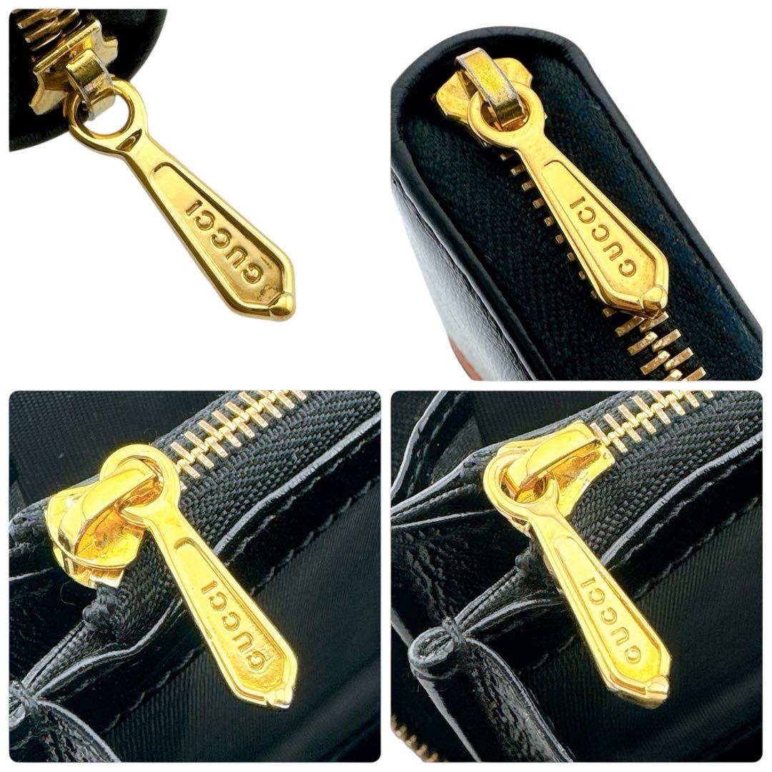 グッチ レザー ラジャ タイガーヘッド ウェブ ラウンドファスナー 長財布