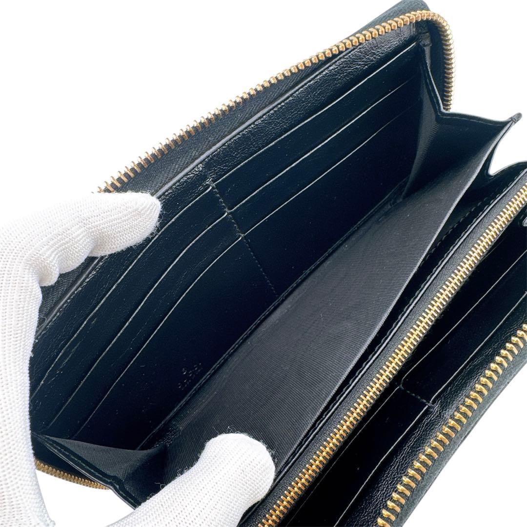 グッチ レザー ラジャ タイガーヘッド ウェブ ラウンドファスナー 長財布