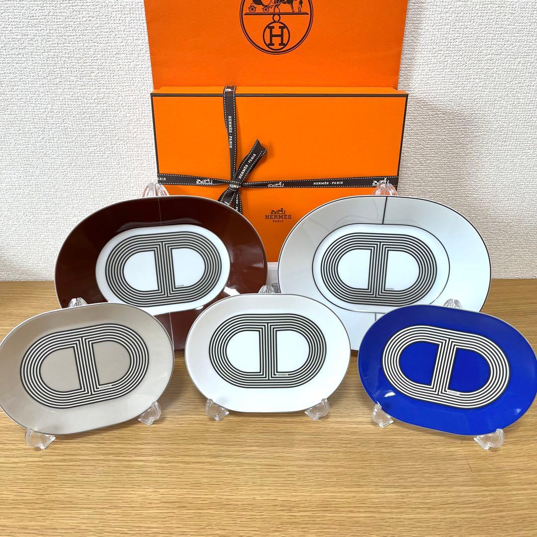 レッド 2枚】エルメス ラリー 24 オーバルプレート 22cm