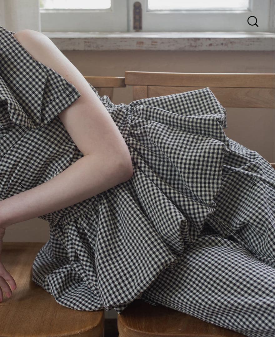 トップス RANCLIC 2way ribbon peplum top GINGHAM