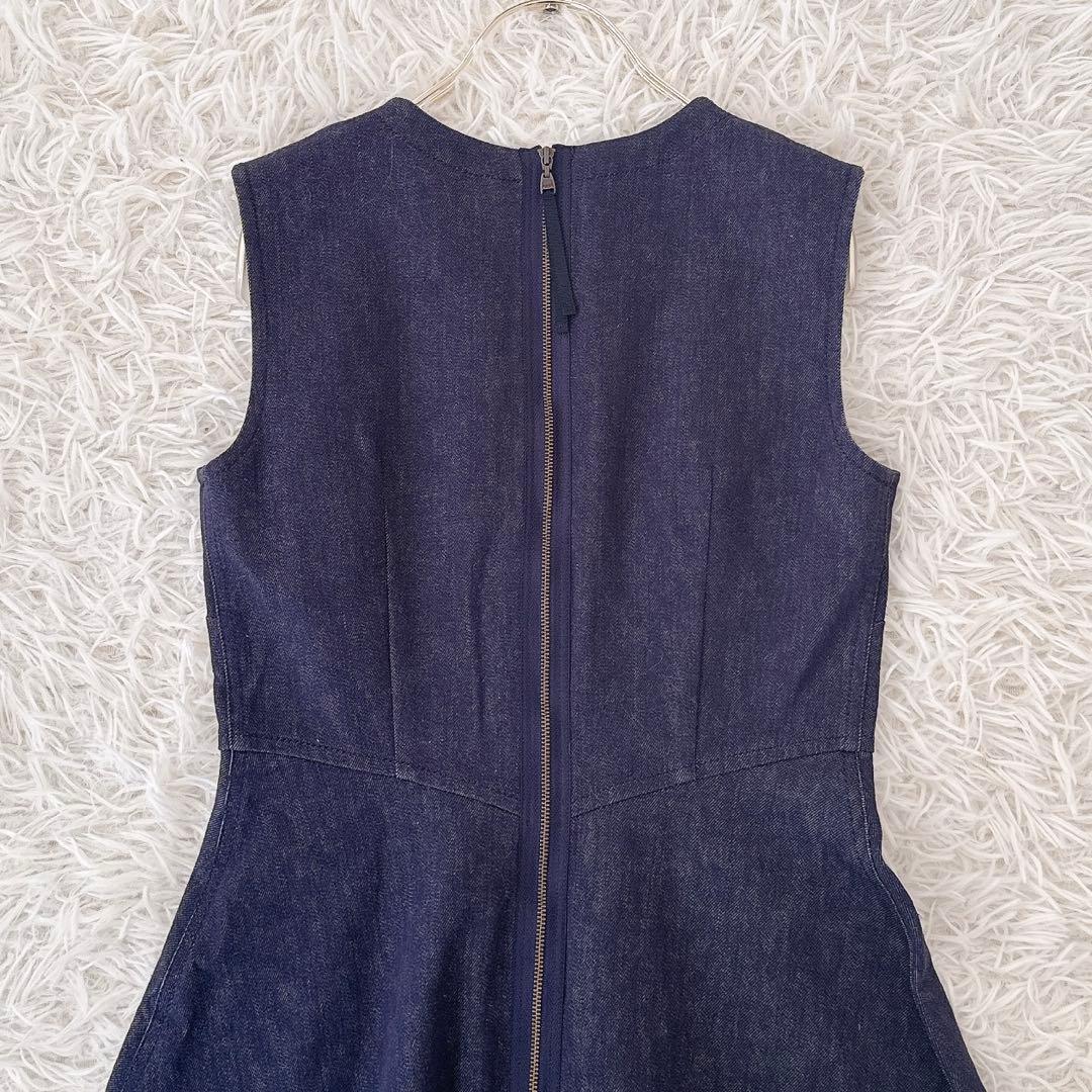 極美品✨フォクシーニューヨーク デニムワンピース タック ロゴプレート付き 38
