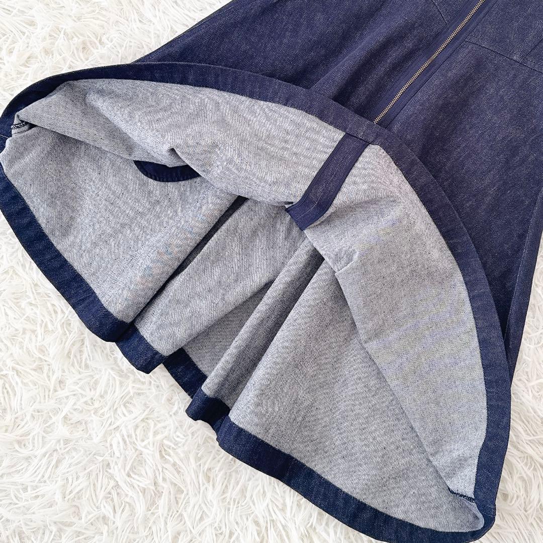 極美品✨フォクシーニューヨーク デニムワンピース タック ロゴプレート付き 38