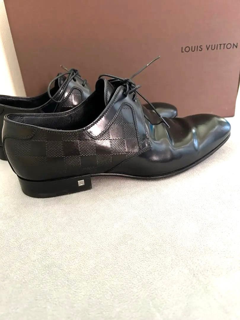 ルイヴィトン ダミエ ，革靴 ドレスシューズ 黒ブラック ヒール - メルカリ