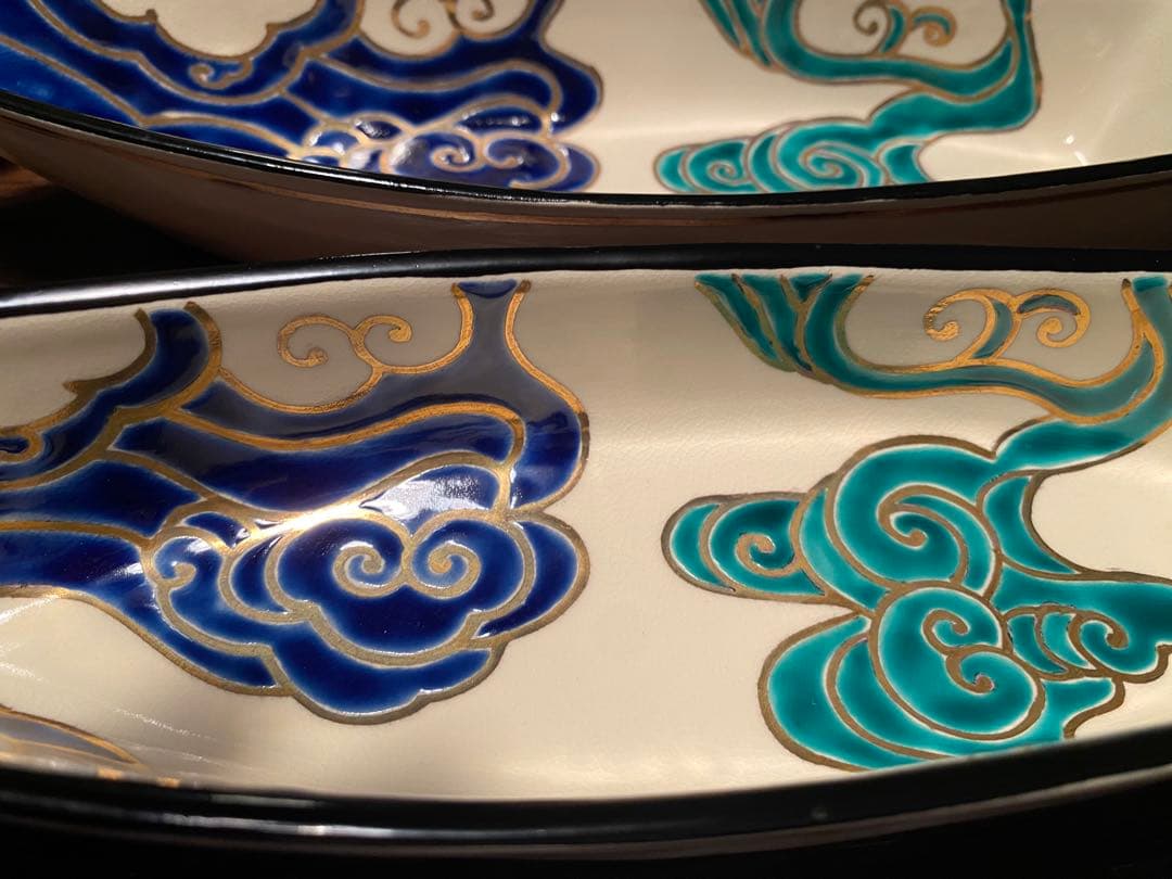 京焼向付　仁清流水舟形向付10客　新品未使用　京焼