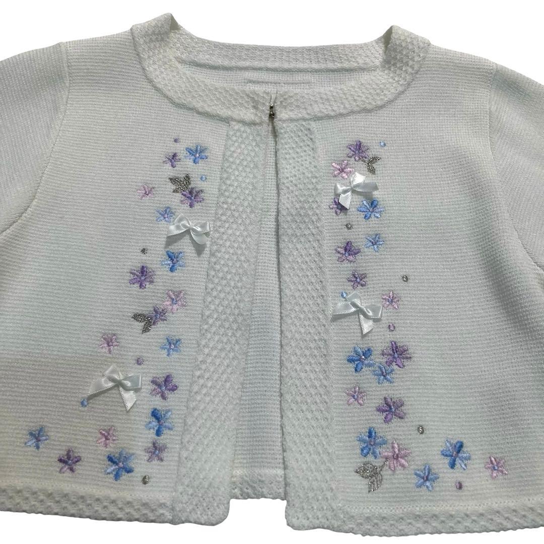 メゾピアノ 花柄刺繍ワンピース 120cm ニットボレロ Mドレスセット