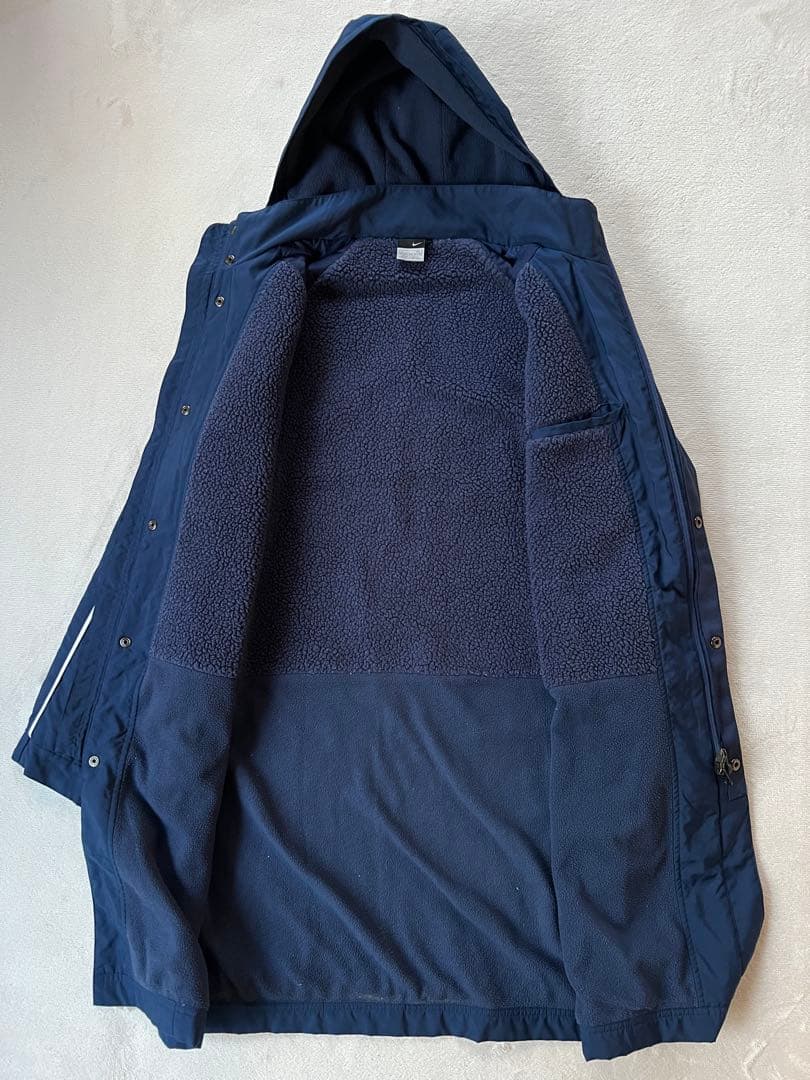 NIKE ナイキ 160cm ベンチコート 裏ボア コート 紺ネイビー ミドル丈