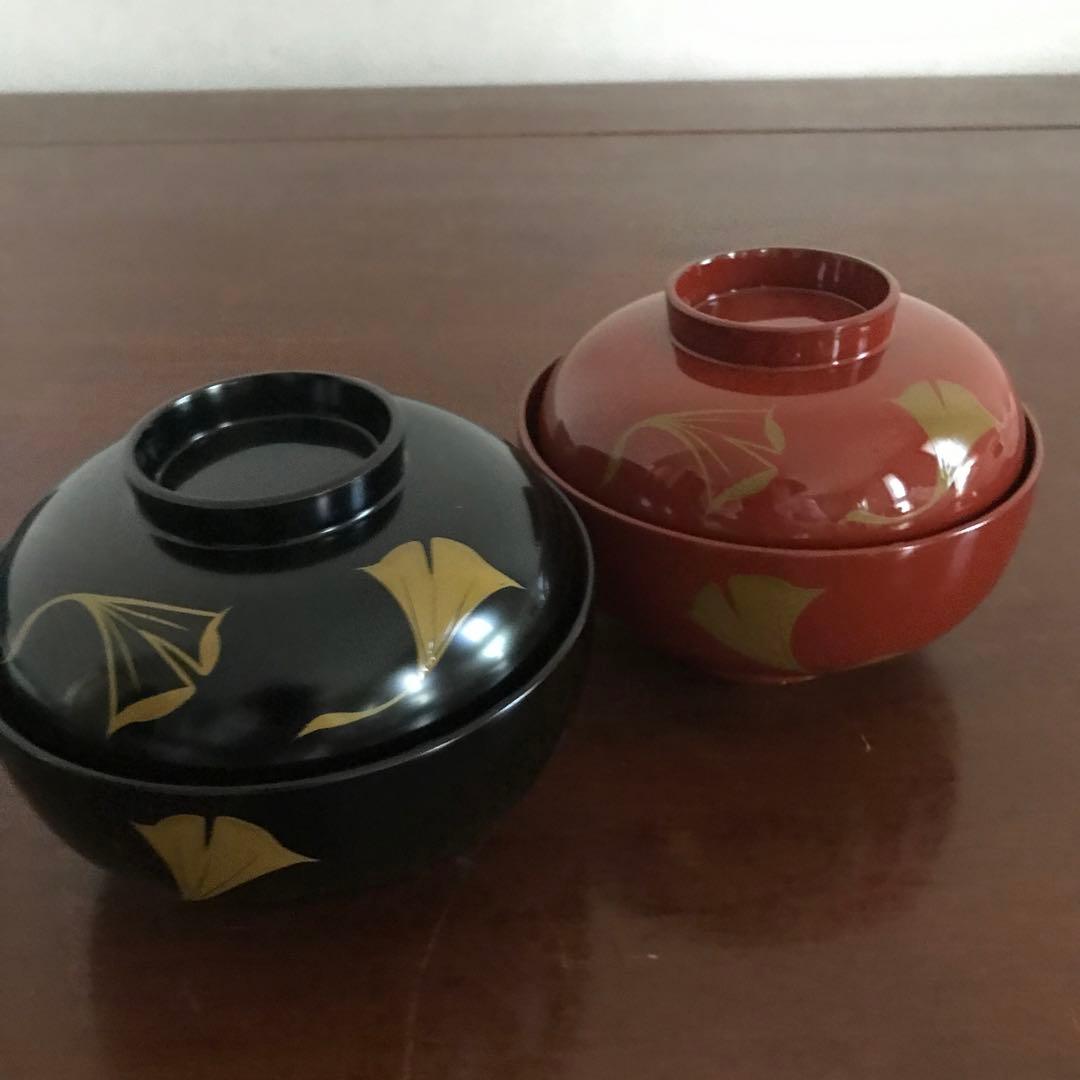 新品　うるみ工芸　浄法寺塗　天然木　イチョウ　夫婦椀