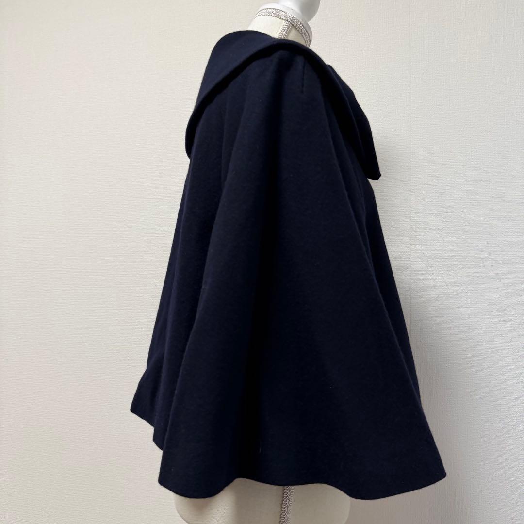 Jane Marple　ケープ　ポンチョ　コート　リボン　ネイビー　日本製　M