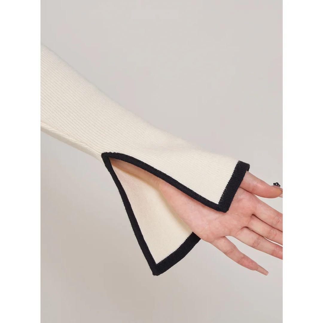 新品タグ ダーリッチ ブラック フロントオープンリボンニットミニワンピース FL