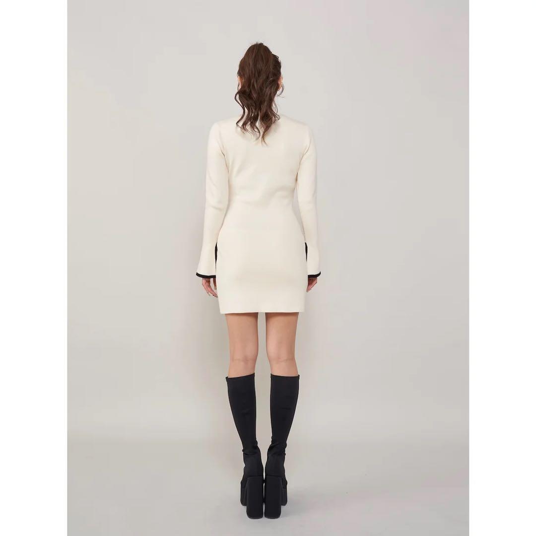 新品タグ ダーリッチ ブラック フロントオープンリボンニットミニワンピース FL